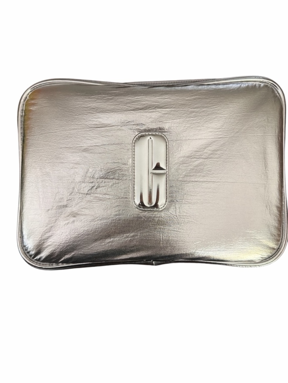 Clinique Fluffy Makeup Train Case Bag +  2 Removable Small Bags ~ Sliver